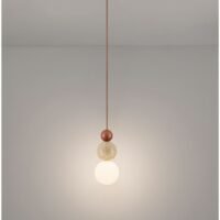 Pendul din travertin galben, lemn și sticlă opală Nova Luce Maris G9 1x5W IP20