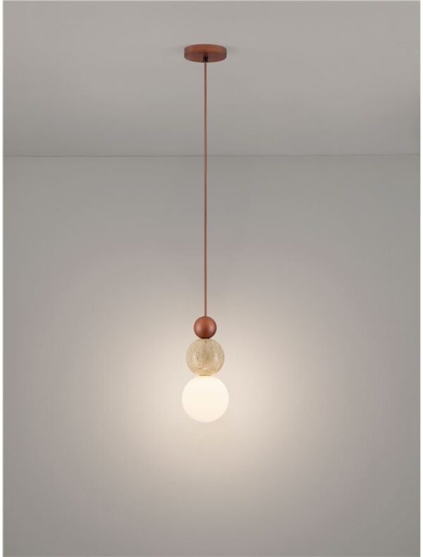 Pendul din travertin galben, lemn și sticlă opală Nova Luce Maris G9 1x5W IP20