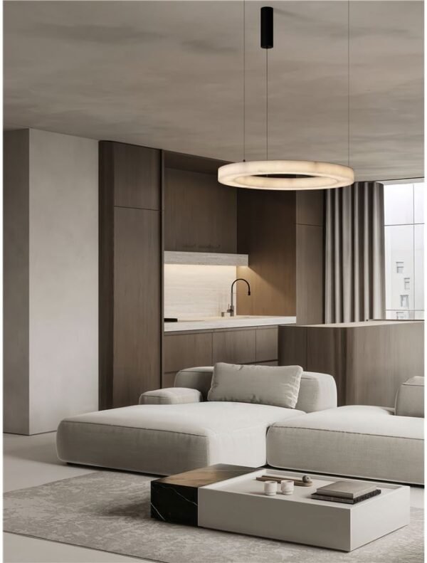 Lustră cu model imitație de alabastru Nova Luce Vaster LED 36W IP20 3000K dimabilă detalii negre