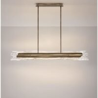 Lustră cu sticla realizată manual Nova Luce VELAR LED 56W IP20 3000K din oțel cu finisaj alamă antică