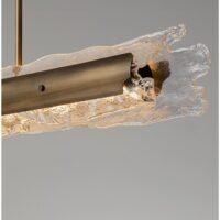 Lustră cu sticla realizată manual Nova Luce VELAR LED 56W IP20 3000K din oțel cu finisaj alamă antică