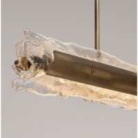 Lustră cu sticla realizată manual Nova Luce VELAR LED 56W IP20 3000K din oțel cu finisaj alamă antică