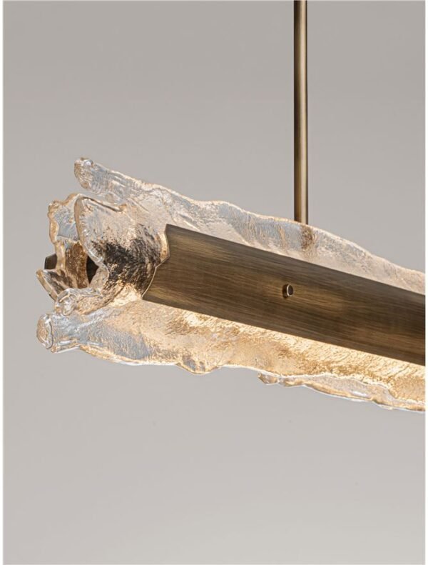 Lustră cu sticla realizată manual Nova Luce VELAR LED 56W IP20 3000K din oțel cu finisaj alamă antică