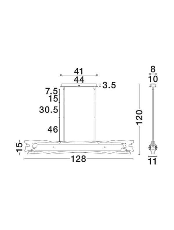 Lustră cu sticla realizată manual Nova Luce VELAR LED 56W IP20 3000K din oțel cu finisaj alamă antică