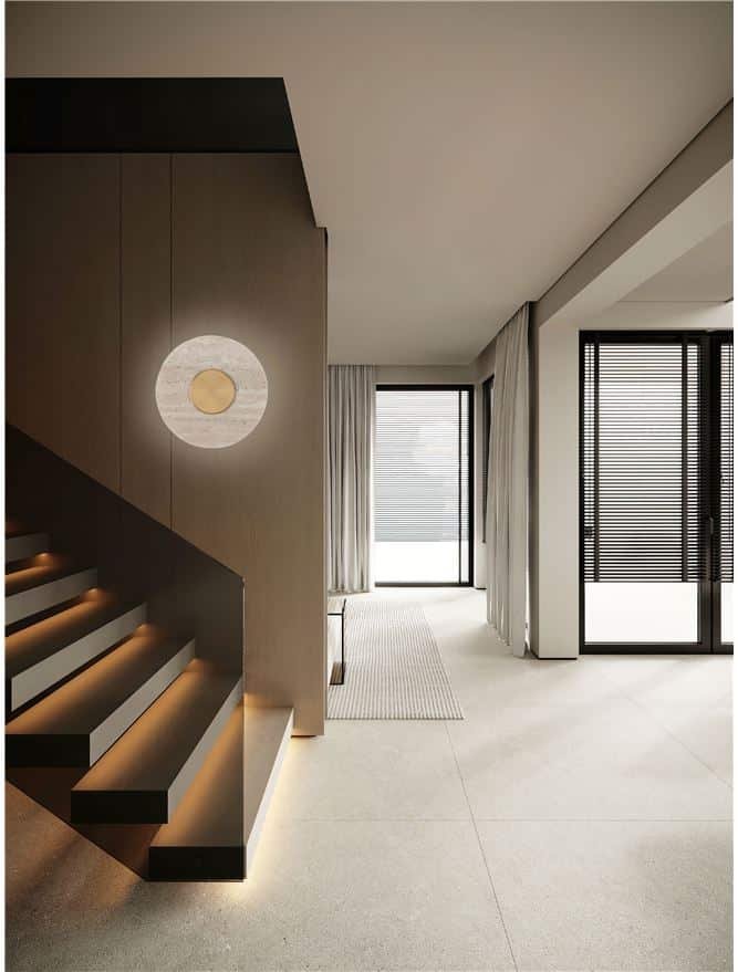 Aplică din travertin și alamă EMBER Nova Luce LED 14W IP20 3000K alamă D30