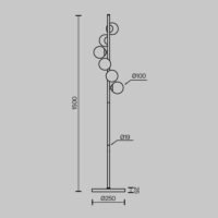 Lampadar Maytoni Dallas cu globuri G9x6 28W având intensitatea luminii reglabile, negru